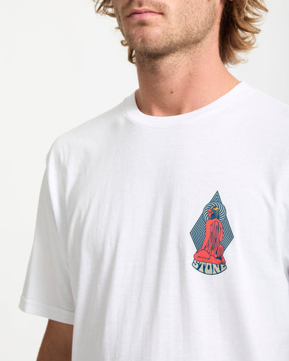 Camiseta Unissex Casual Branca Estampada em Tecido Confortável Psychback T-Shirt White