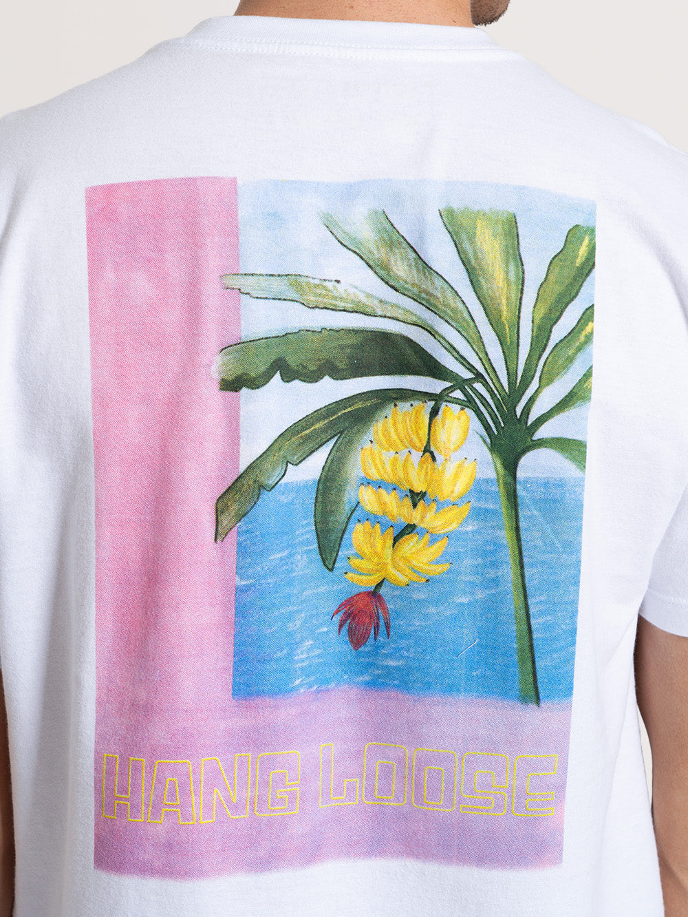 Camiseta Manga Curta Branca Hang Loose Platano